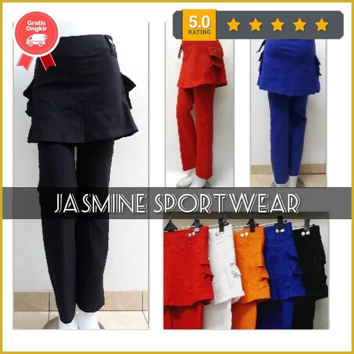 Celana Senam Rok Cargo Katun Super - Putih, M Free Ongkir