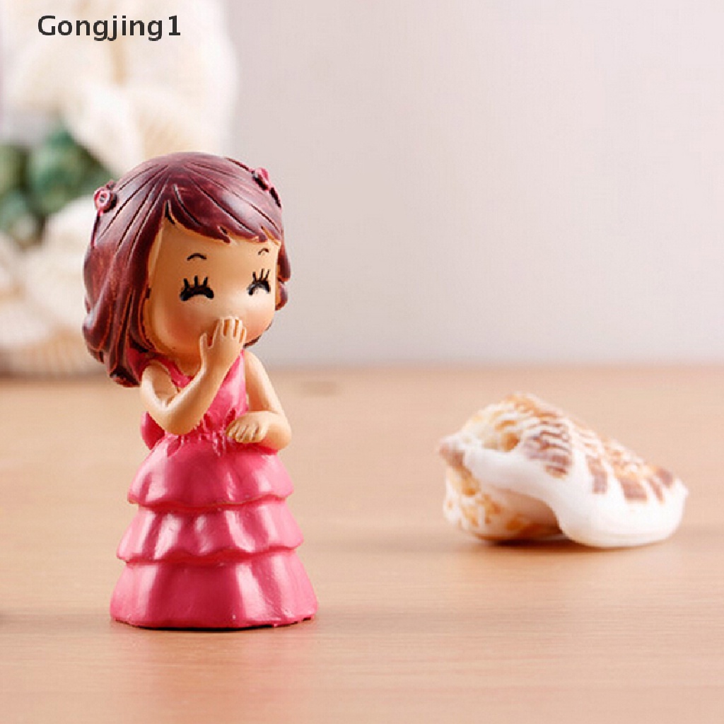 Gongjing1 2 Pcs Miniatur Pasangan Kartun Untuk Dekorasi Taman Minifairy Gardenbonsairumah Boneka