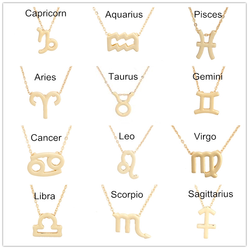 Silver Color Zodiac Sign Necklace Women Choker 12 Constellation Zodiac Necklace Wish Card Jewelry Leo Libra Gemini Collier Femme