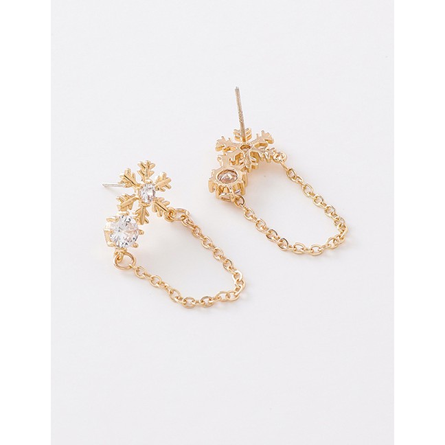 LRC Anting Tusuk Fashion Golden Snowflake Diamond Stud Earrings D63778