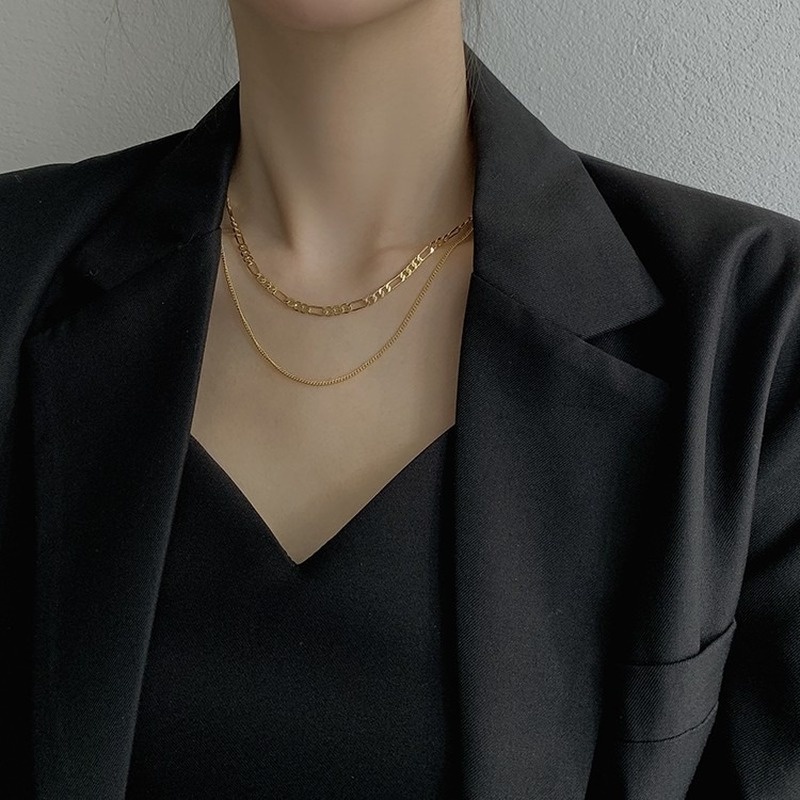 Temperament double layer niche light luxury simple stacking clavicle chain