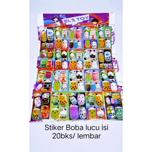 

Sticker Boba lucu / stiker karakter permanen Boba isi 20pcs