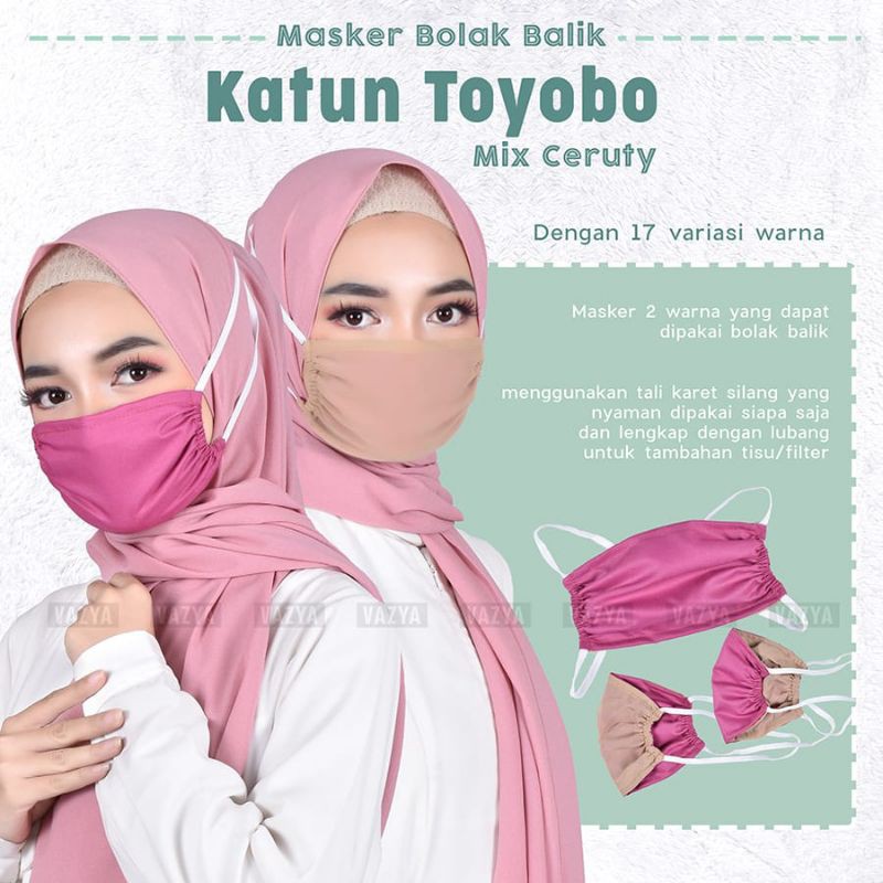 Masker Kain Katun Toyobo Ceruti 2tone 3ply