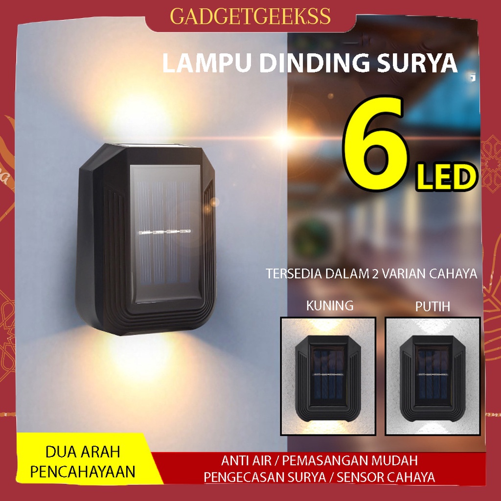 LED Lampu Taman Solar Tenaga Surya Outdoor 6 LED Tempel