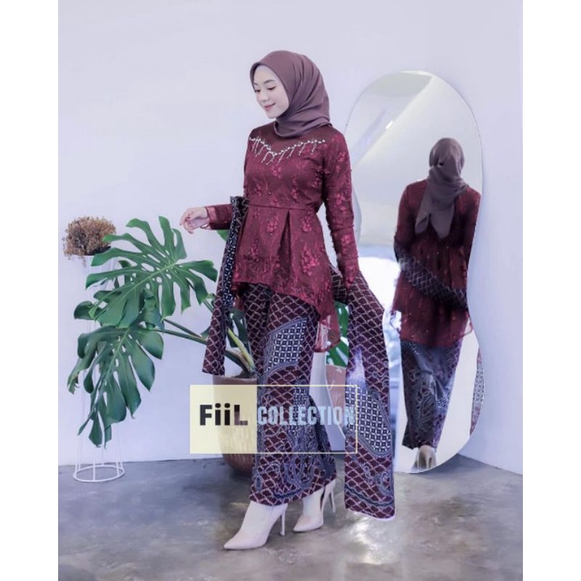 Kebaya Couple Modern, Kebaya Tunangan Lamaran, Kebaya Wisuda, Kebaya Kondangan-Kebaya+rok (maroon)