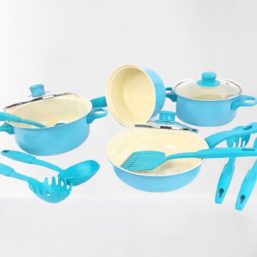 Horeca Mall - 1 Set Teflon Penggoregan Panci Cookware Rivera Tutup Kaca Free Spatula Plastik