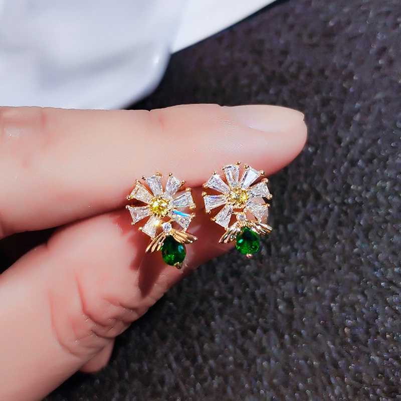 Anting Stud Bentuk Bunga Dan Lebah Untuk Wanita