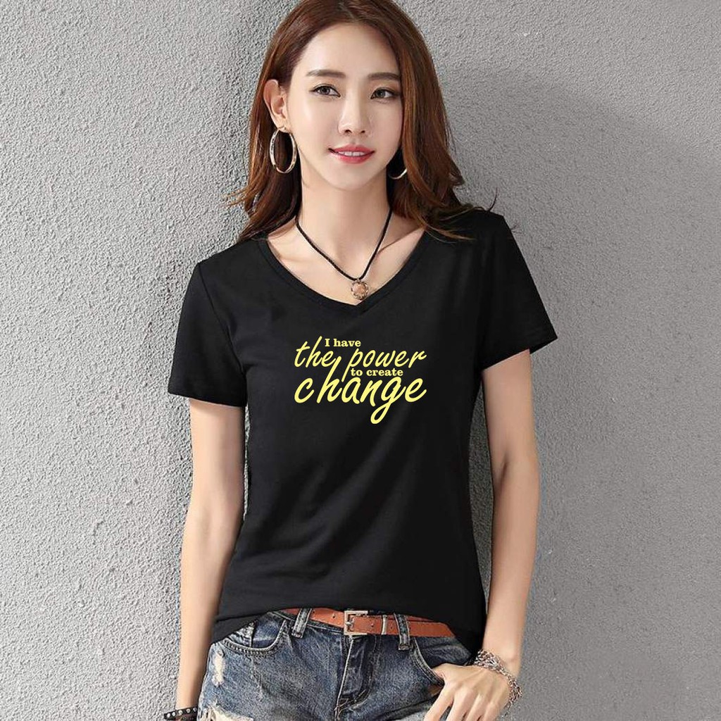 YOURSTYLE1119 - KAOS IMLEK/ KAOS WANITA VNECK I HAVE POWER/ KAOS TERLARIS / KAOS VNECK