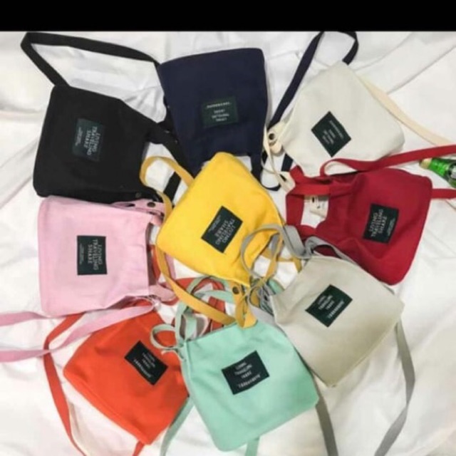 TAS CANVAS / TAS IMPORT / TAS TOTE BAG WANITA / TAS MURAH / TAS SELEMPANG / MINI TOTEBAG ALICE [gr]