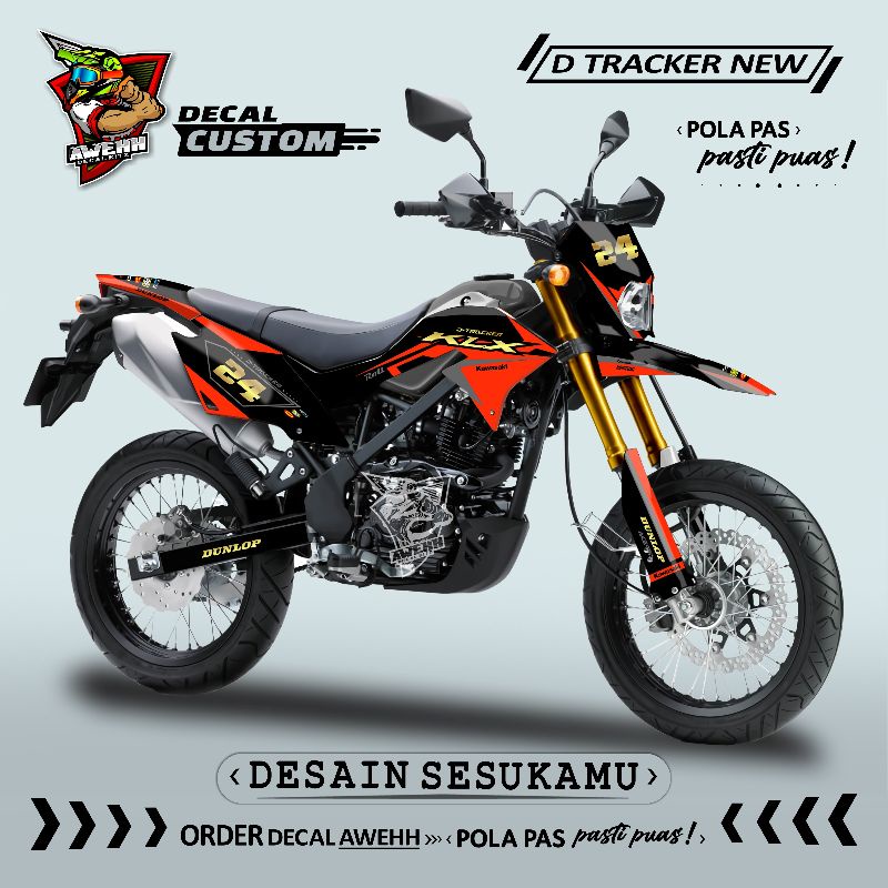 DECAL DTRACKER - KLX BF - KLX OLD - DECAL STIKER OREN SATBILO
