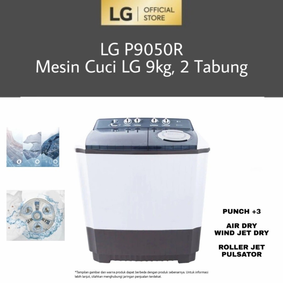 LG P9050R Mesin Cuci LG 9kg, 2 Tabung