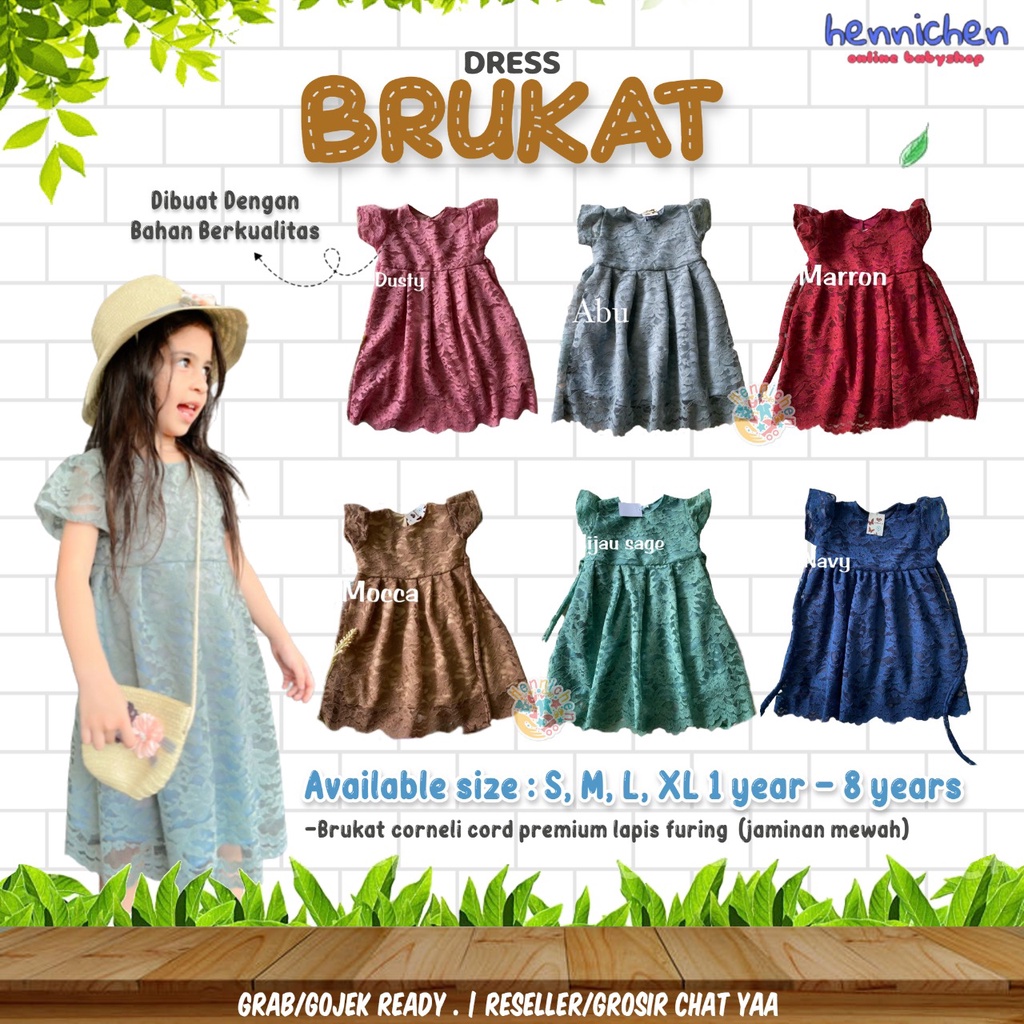 DRESS BRUKAT PRINCESS GAUN BRUKAT LUCU ANAK FASHION ANAK PEREMPUAN DRESS PESTA 1 - 8 TAHUN