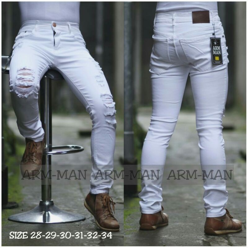 celana jeans pria putih cod/bayar ditempat