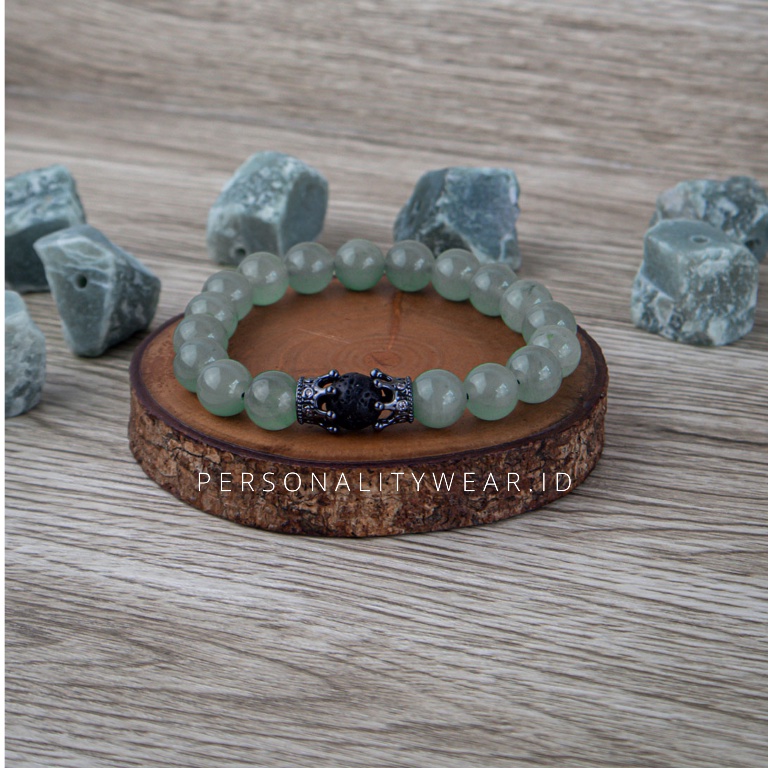 Gelang Kesehatan Pria Wanita Keren Batu Akik Kristal Giok Aventurine Hijau ASLI Original Alam Kalimantan