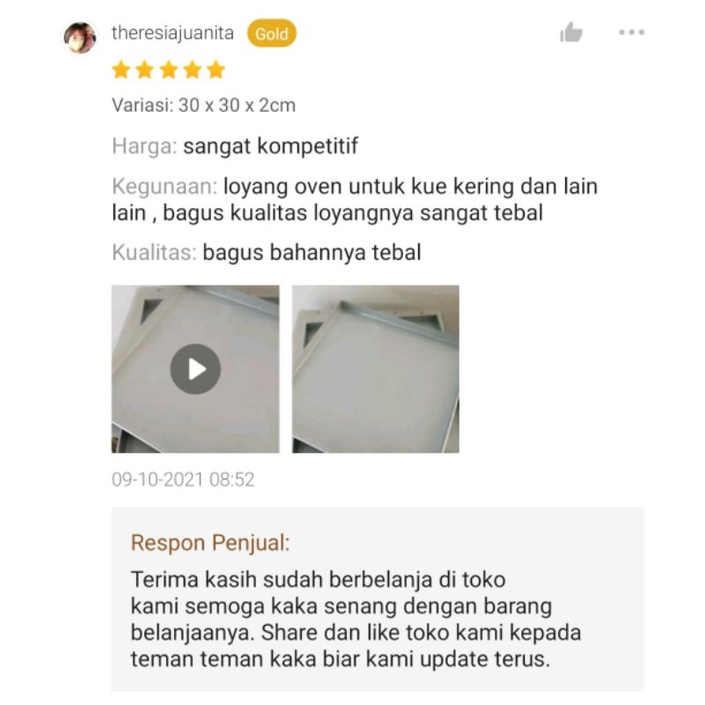 Loyang oven susun /loyang kue kering /loyang nastar tinggi 2cm Galvalum