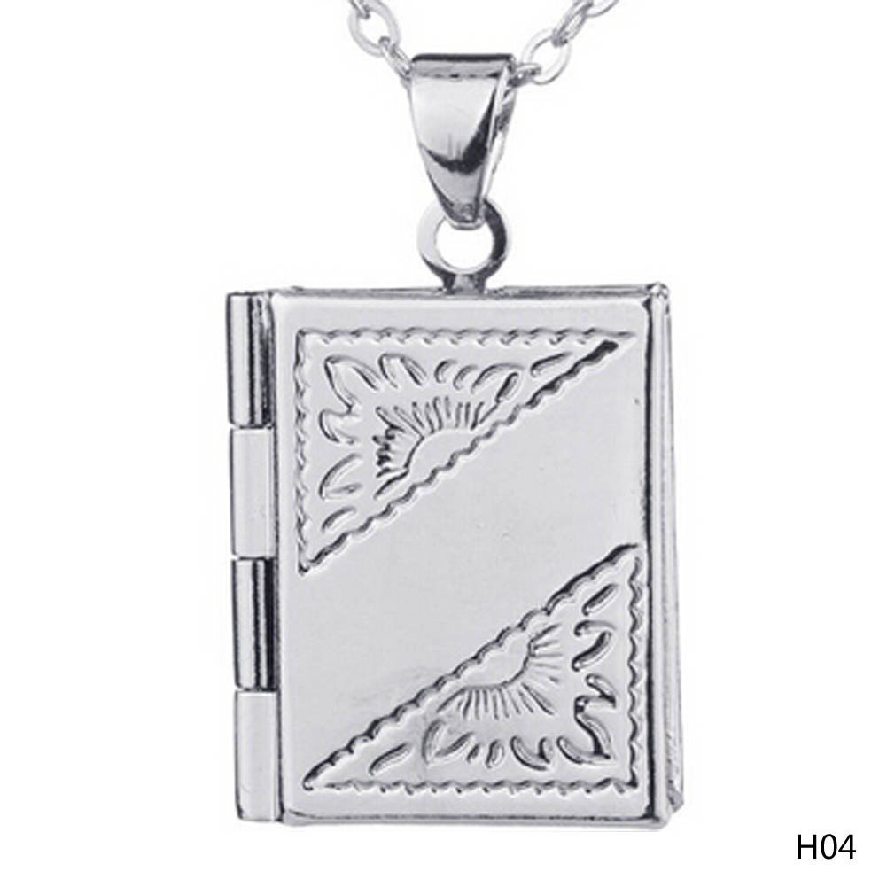 925 Sterling Silver Locket Box Photo Frame Necklace