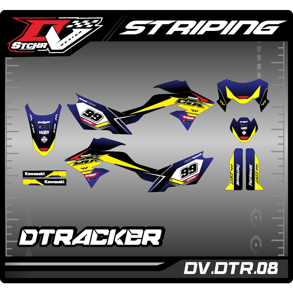 Striping Sticker Kawasaki Dtracker 150 New-Striping Stiker DTracker 2021 all New DTracker baru DV-08