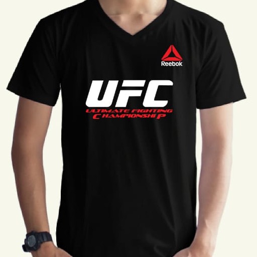 UFC KAOS UFC ULTIMATE FIGHTING CHAMPIONSHIP MMA REEBOK LENGAN PENDEK HITAM COMBED DISTRO