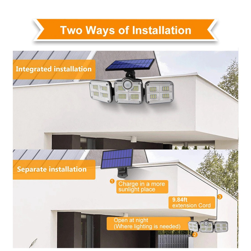 Lampu Solar Outdoor 3 Kepala 122LED Outdoor Light Tenaga Surya