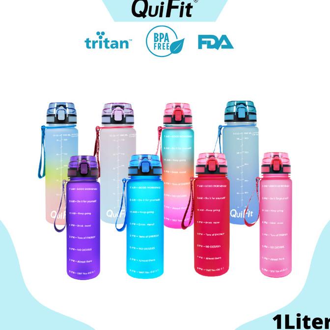 QUIFIT - [1LMT] Botol Minum Tritan Motivasi 1L 100% BPA FREE