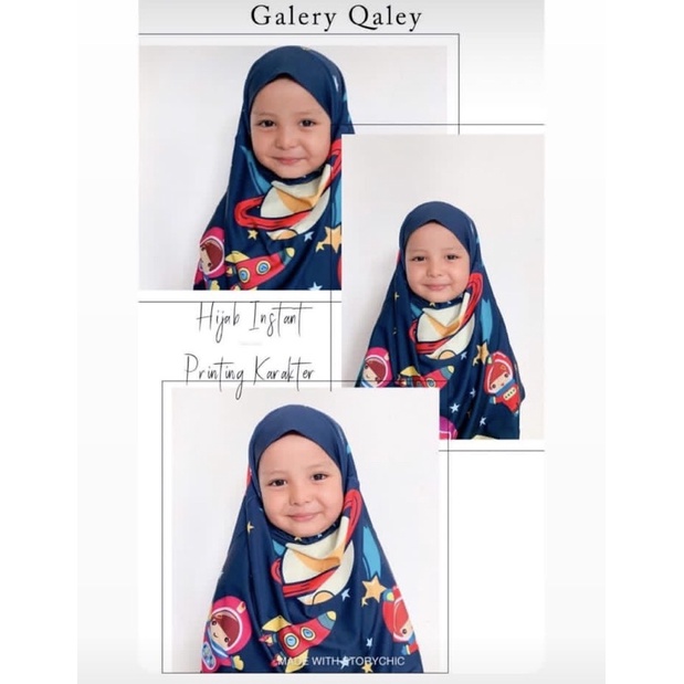 BERGO ANAK PRINTING MOTIF ASTRONOT GIRL / HIJAB INSTANT ANAK