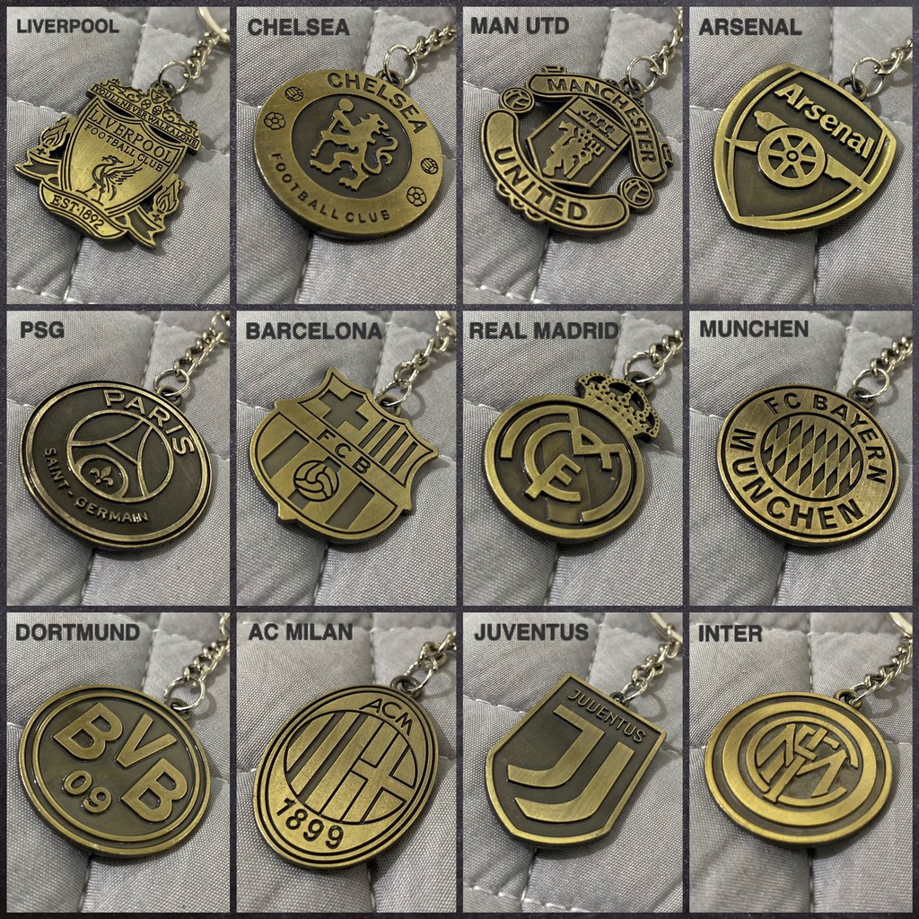 Gantungan Kunci Klub Bola Eropa Logam Aksesoris Sepak Bola Souvenir Club Europa Piala Dunia Accesori