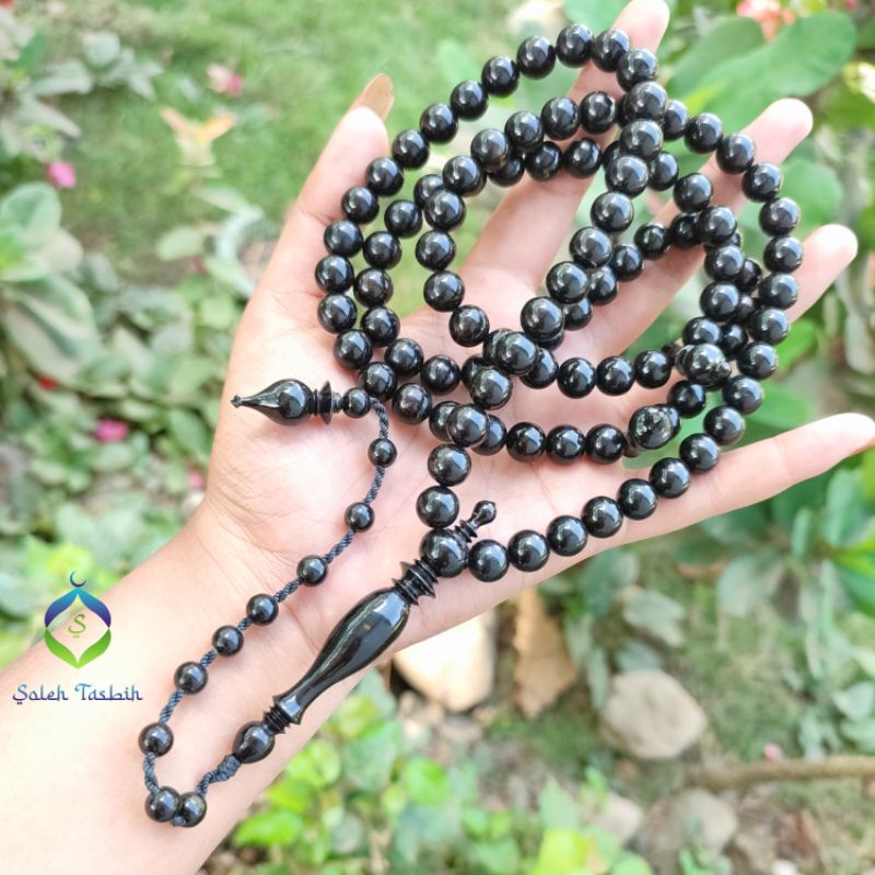 Tasbih Akar Bahar Black Yuser Size 9mm Motif Bulat//Tasbih 99 Butir