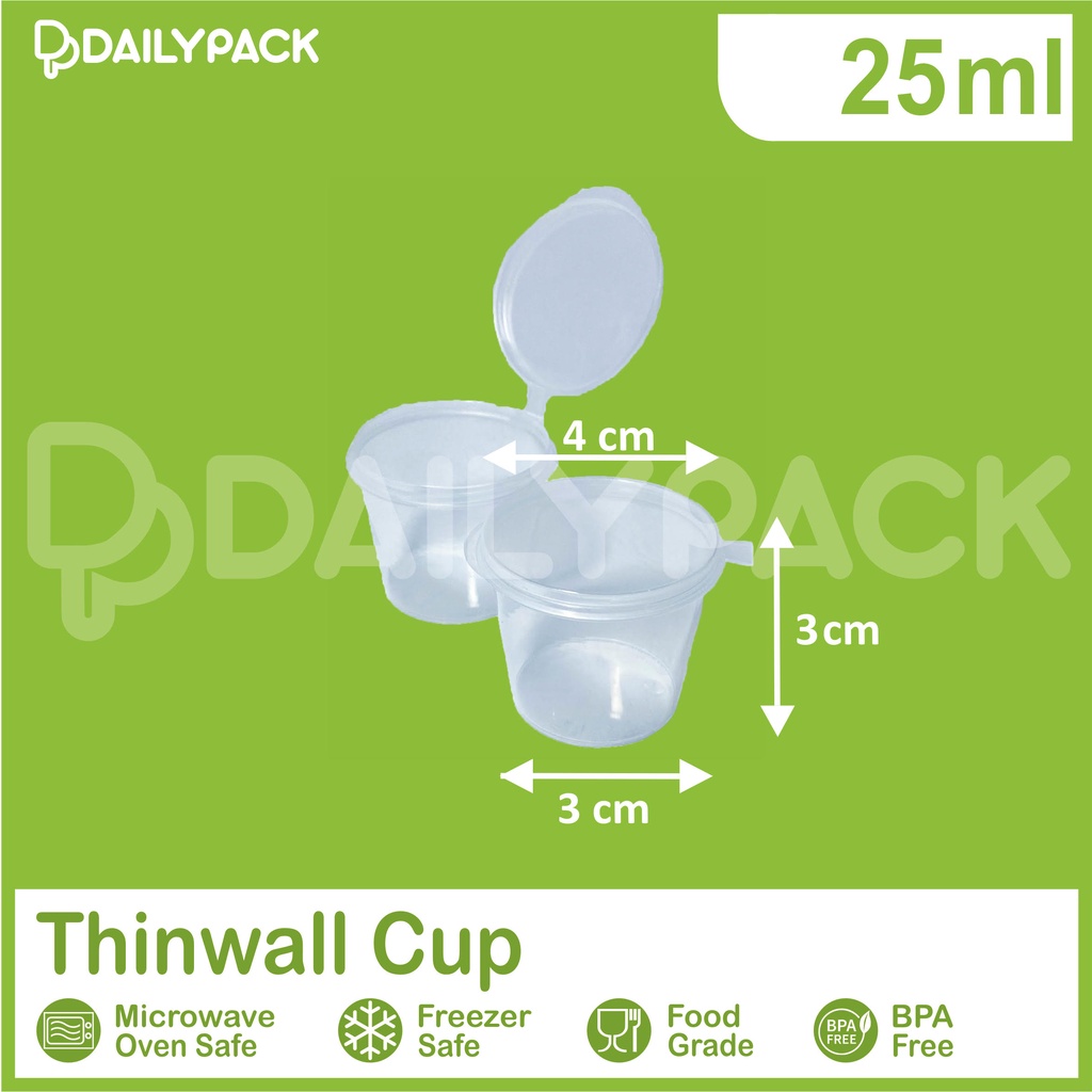 Thinwall Cup Sambal Klip 25 ml / Tempat saus Sambal 25 ml / Plastik Sambal