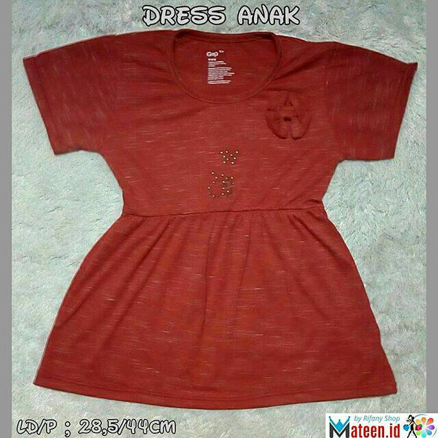 Dress Anak DED GLO, Merah Motif Garis-Garis | Baju Anak