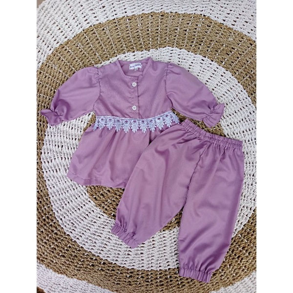 JULIE  SET setelan dress baju anak gamis muslim longdress bayi lilac