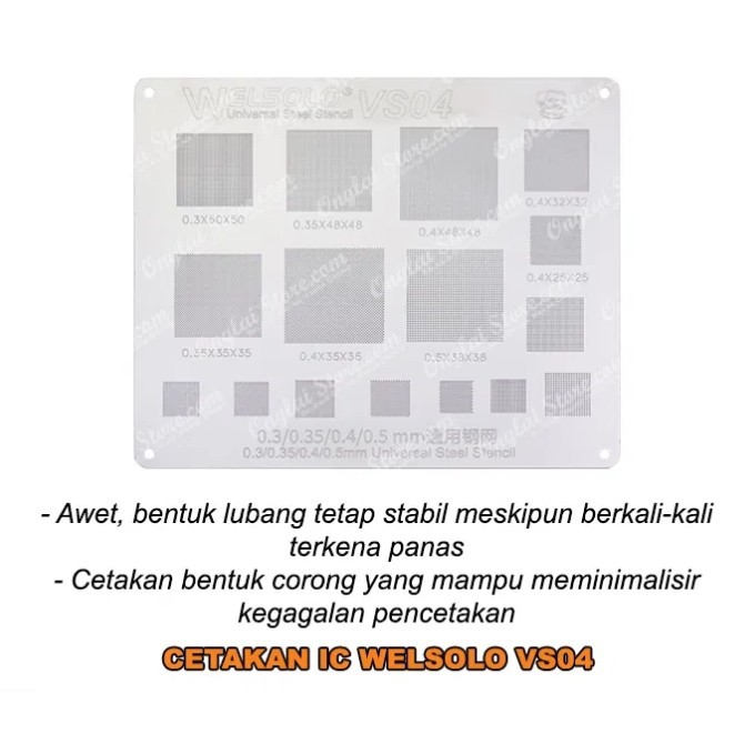 WELSOLO VS04 Stel Stencil Cetakan IC Universal 0.3 0.35 0.4 0.5 mm