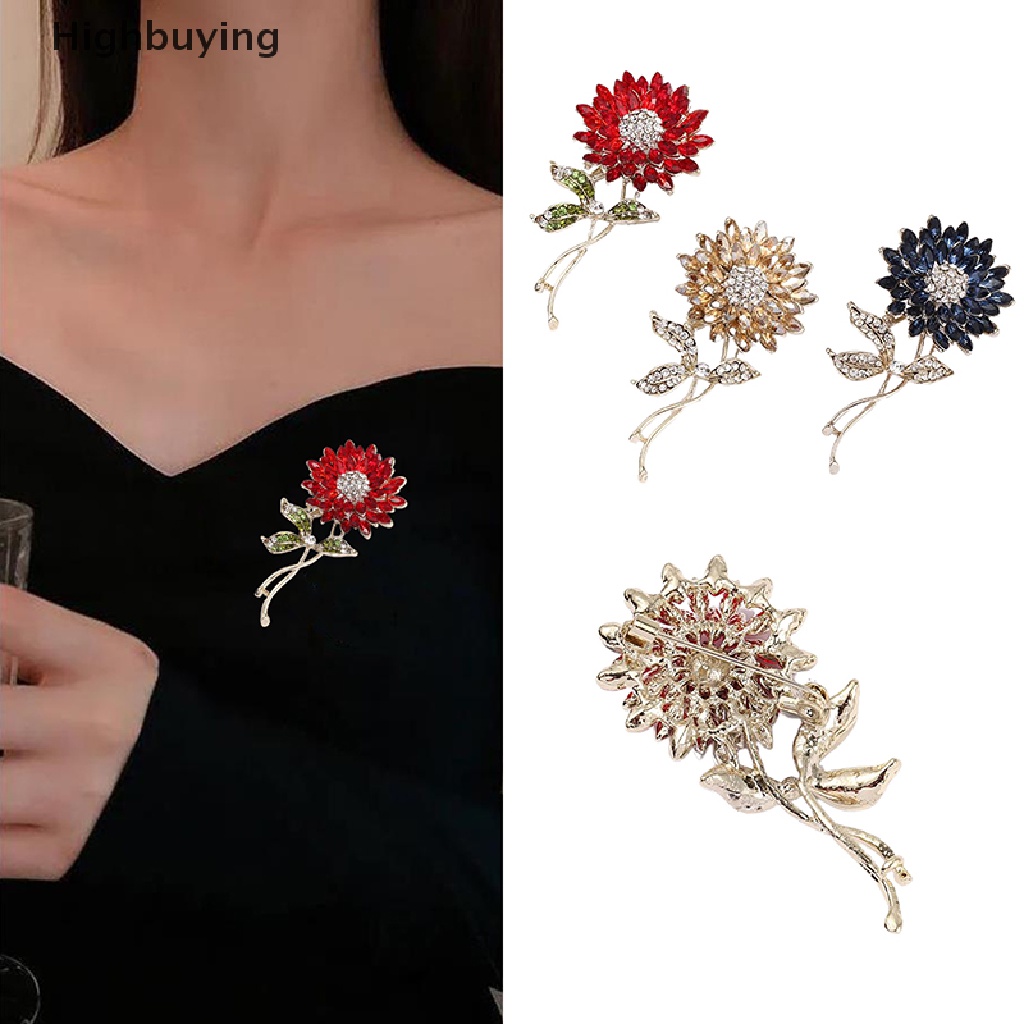 Hbid Bros Pin Bentuk Bunga Aksen Berlian Imitasi Untuk Wanita