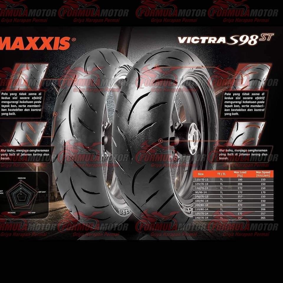 60/80-17 (215-17) Ban Maxxis Victra S98 ST Dual Compound Tubeless - Ban Motor Ring 17 KWC jk Ready
