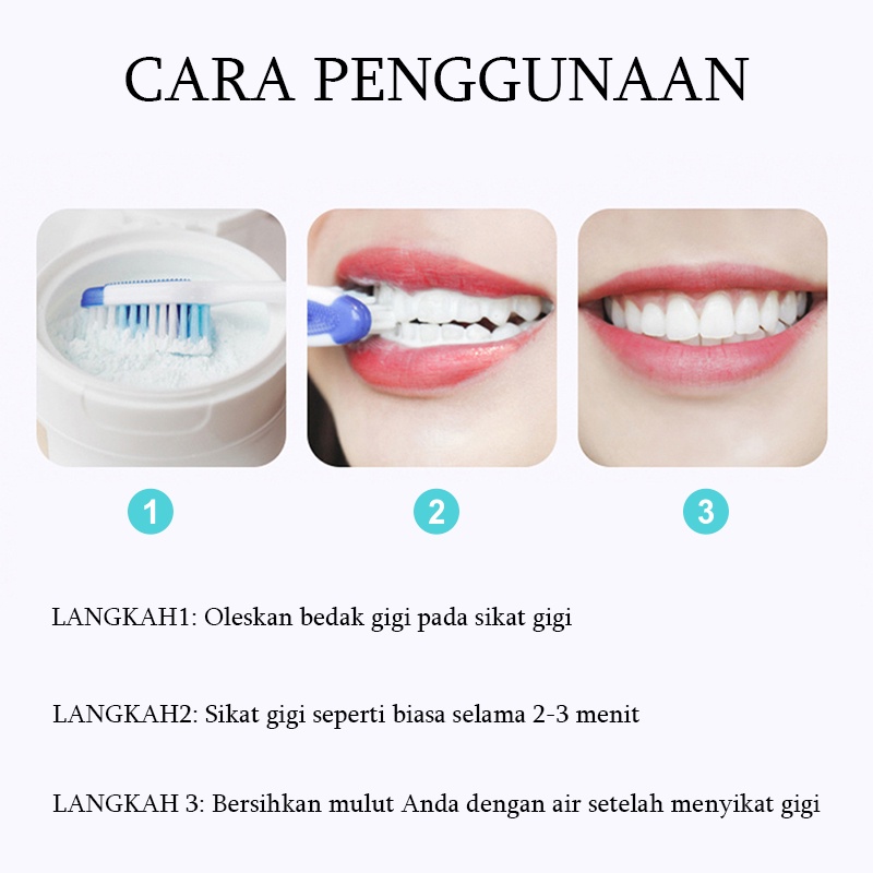 Toothpaste Pemutih gigi Pasta gig Tooth Powder Teeth whitening 50G Menghilangkan noda teh Gigi kuning Plak Napas jernih melindungi gusi Jaga kebersihan mulut