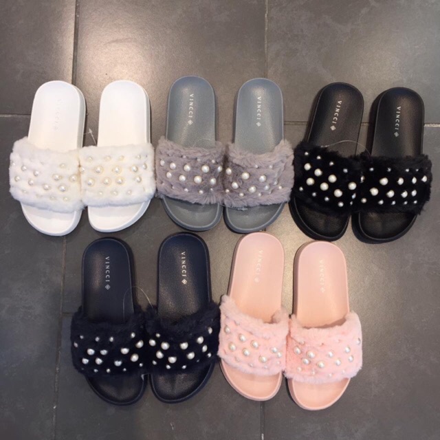 VINCCI pearl flat sandal bulu furr original murah sale
