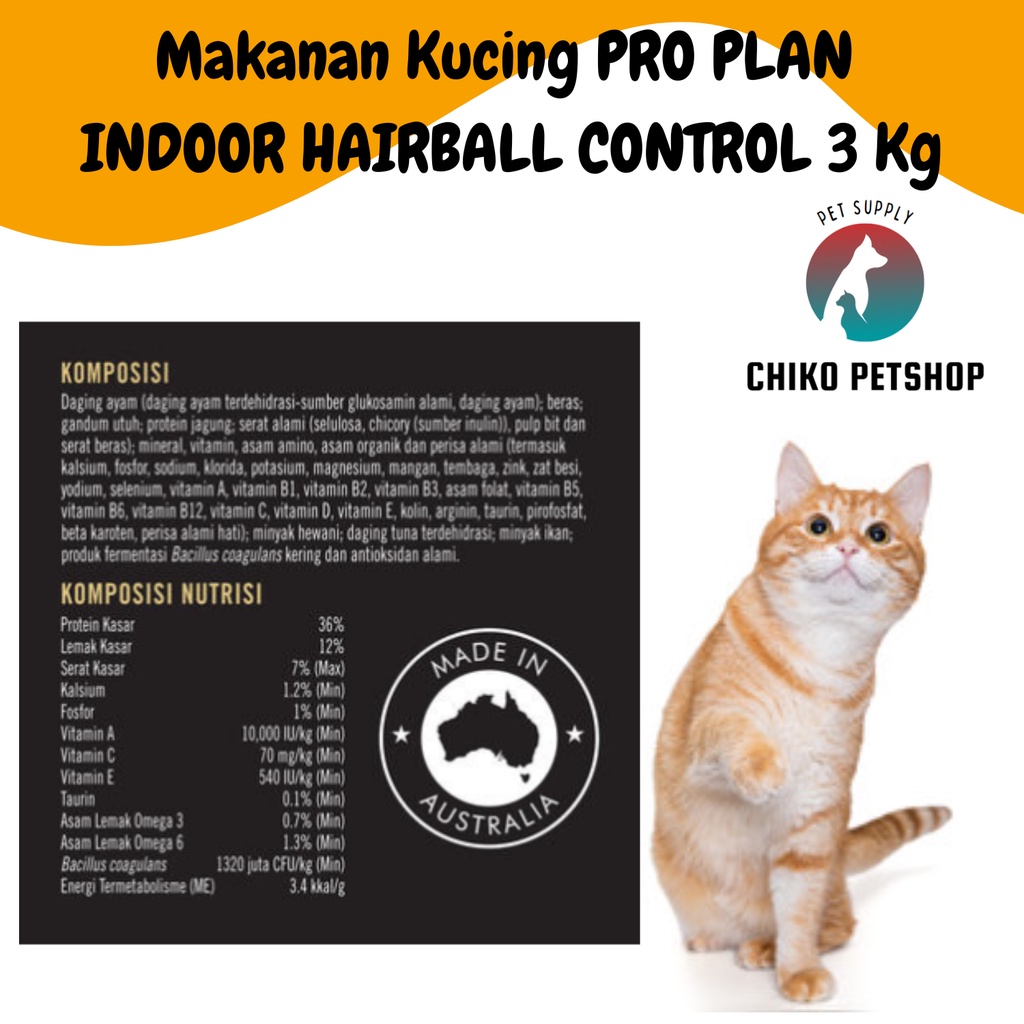 PRO PLAN Indoor Hairball Control 3 Kg