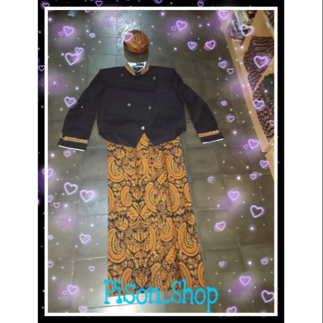 BAJU JAS BESKAP ADAT SOLO BORDIR SET JARIK BATIK BLANGKON MURAH PAKAIAN TRADISIONAL COWOK PRIA