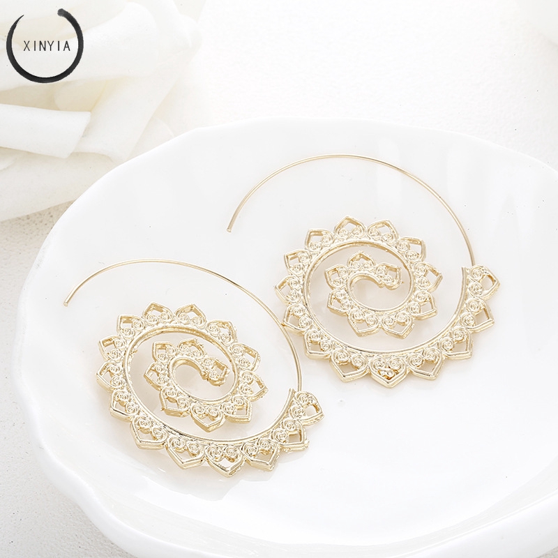 Anting Tusuk Bentuk Spiral Gaya Vintage Unik Untuk Wanita