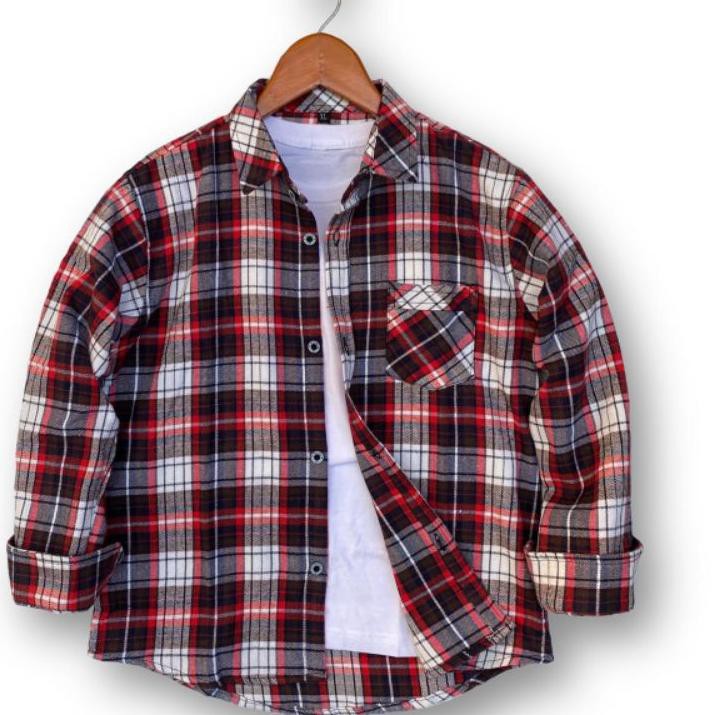 『LVS』 Kemeja Anak Laki Laki Lengan Panjang Kotak Kotak Bahan FLANEL Original Distro HURLEY