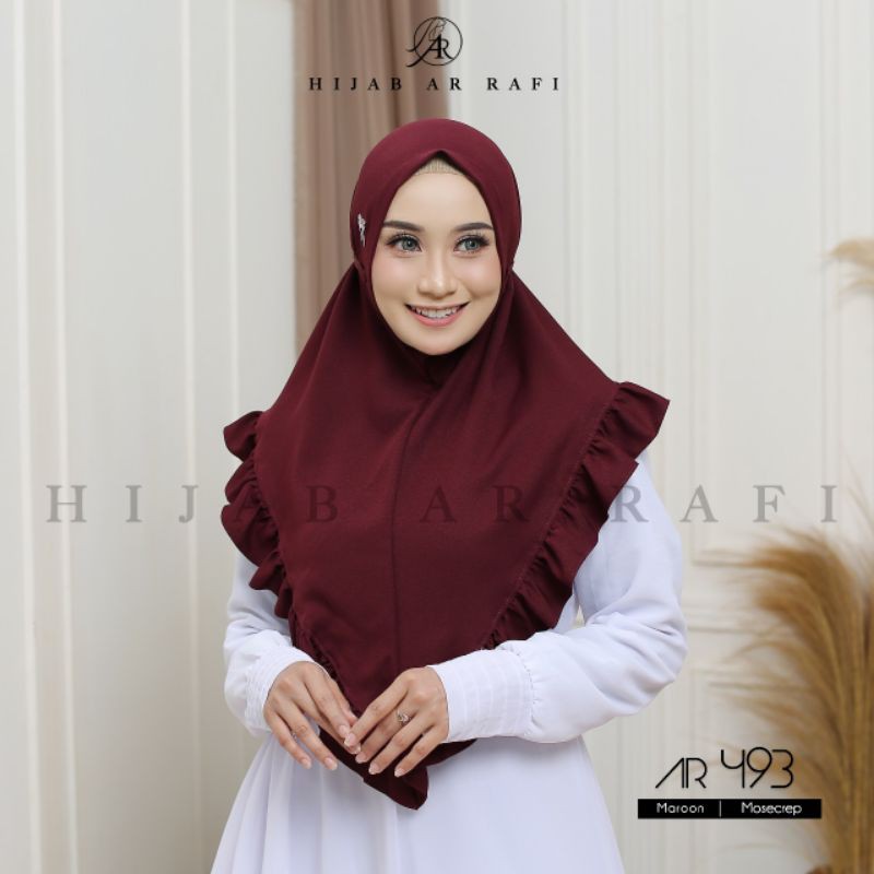 HIJAB AR RAFI | AR 493 HIJAB INSTAN TALI (Anniha Collection)-Maroon