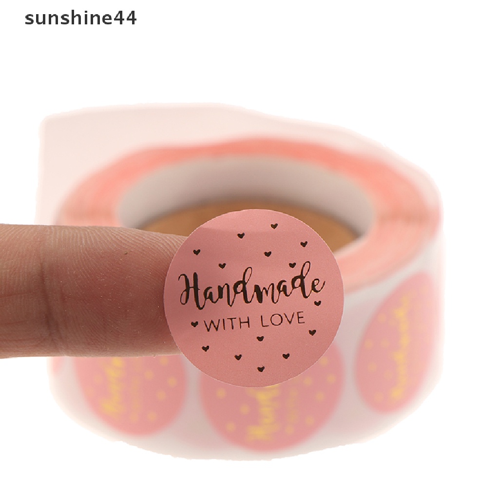 Sunshine 500pcs Stiker Label Tulisan Thank You For Your Order Bahan Kertas Kraft Warna Pink