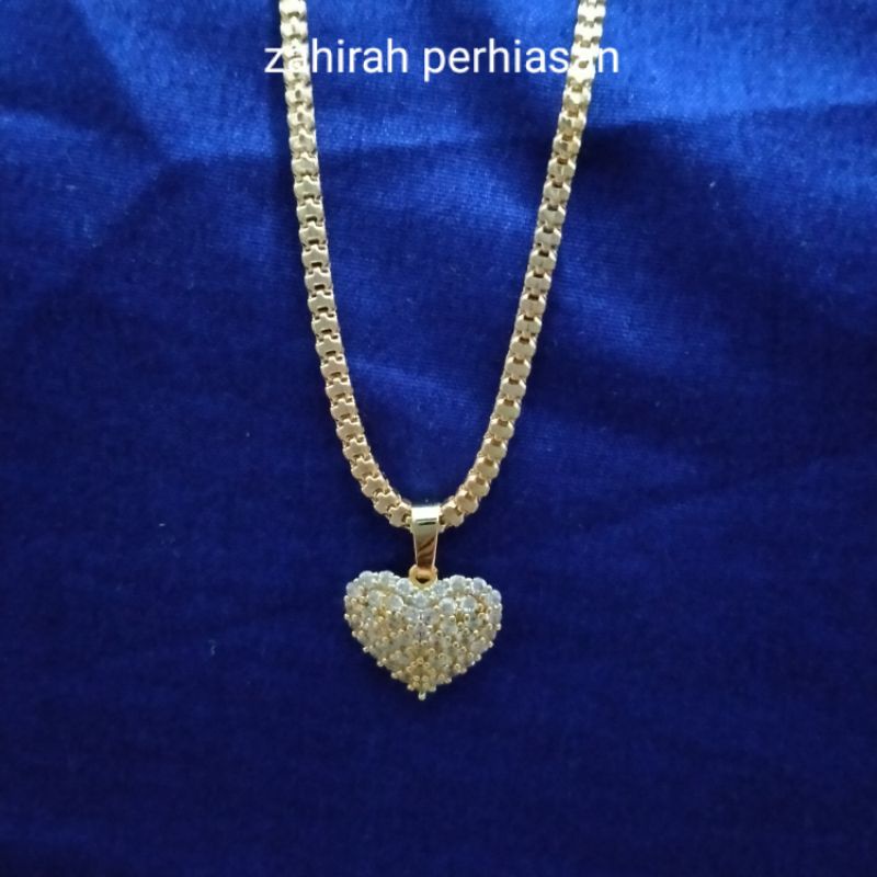 KALUNG WANITA TITANIUN MILANO LIONTIN LOVE PERTAMA 88