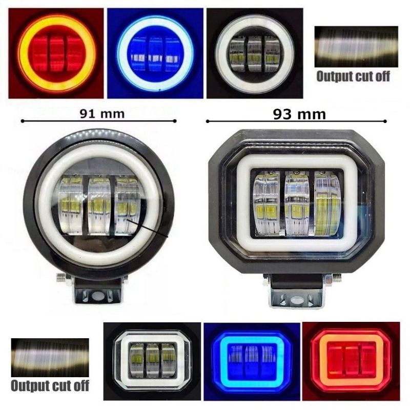 Lampu Tembak Sorot LED K30 3 Mata 30 Watt Bulat Kotak CWL Mobil Motor 4D Angel Eye Worklight universal