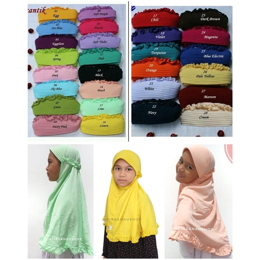 Jilbab Curly Anak Tk-Sd (4-9 Th) Bahan Kaos Pe