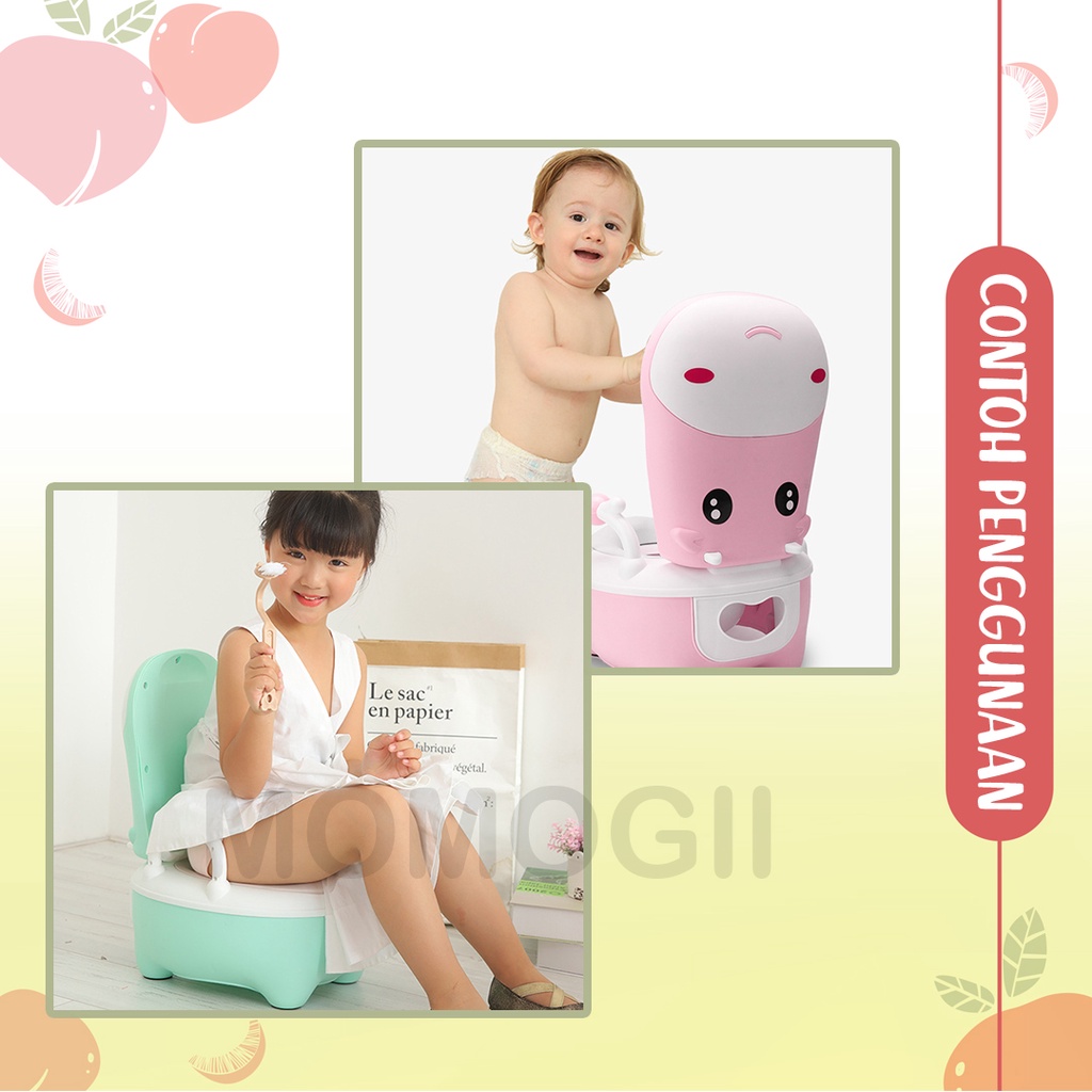 MOMOGII Baby Potty Kloset Anak Pispot Duduk Potty Training Bayi Karakter FREE SIKAT WC