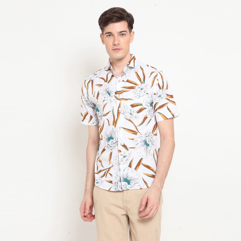 LR-2 Kemeja Pria Hawaii Pendek White 9168
