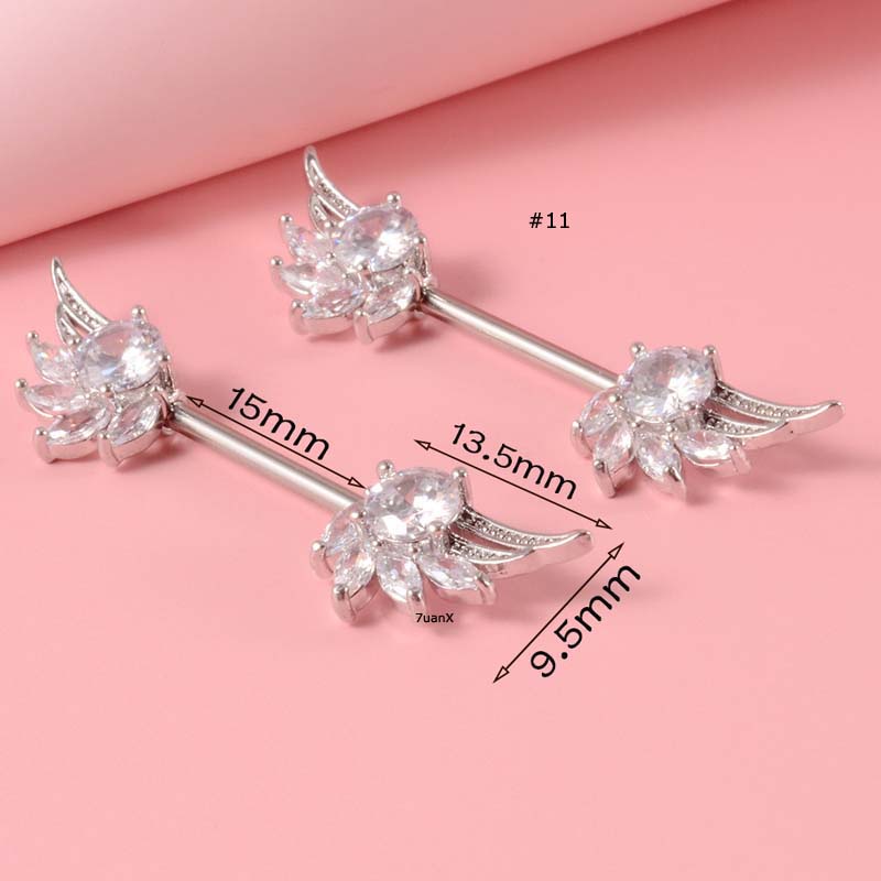 2pcs Anting Tindik Puting Bentuk Daunbungalebah 14gauge Bahan Stainless Steel Dengan Zircon