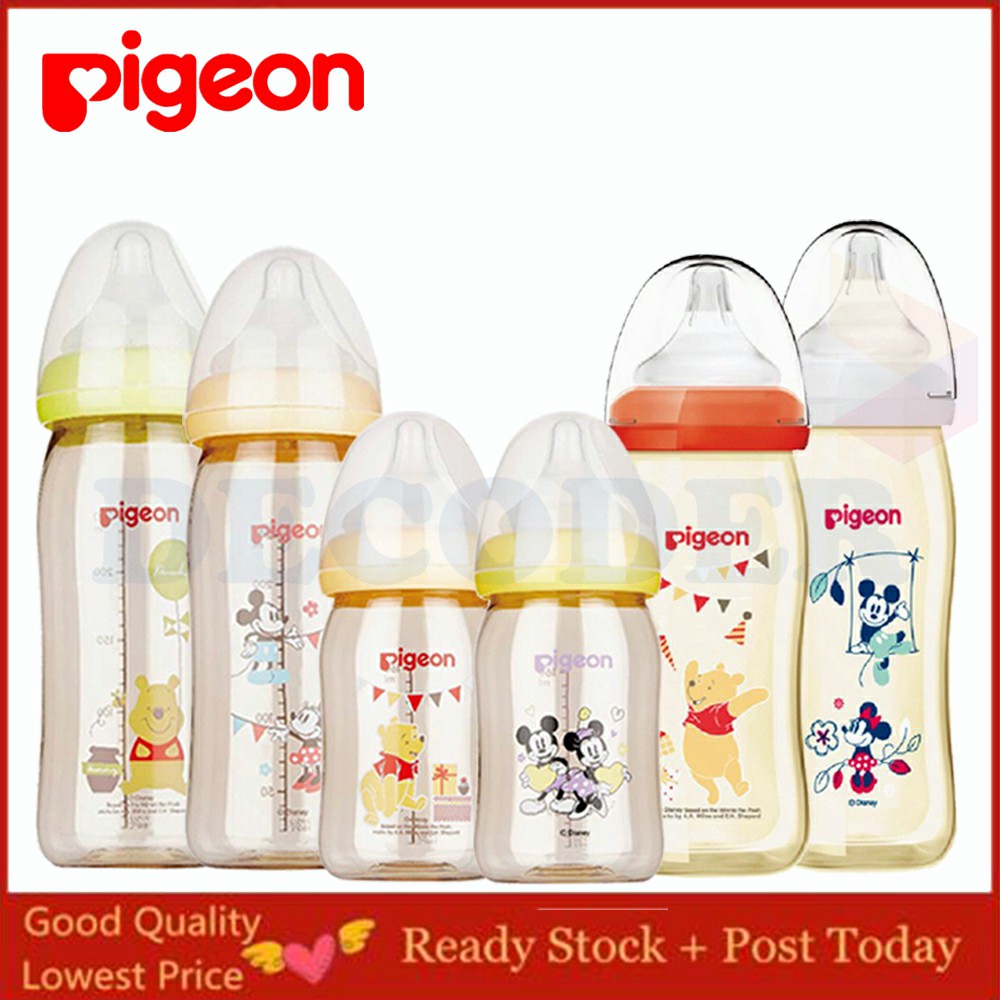 botol pigeon Pigeon Wide Neck Bottle Susu PPSU  With Peristaltic Nipple ( Mickey )-Ready Stock MIAOLING (160ml/5oz,240ml/8oz)