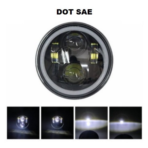 Lampu LED DOT SAE Daymaker 7 inch inci Inchi Halo Ring Mobil Motor Harley Jeep