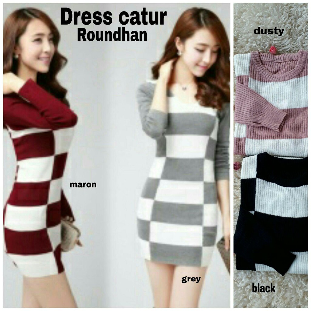 DRESS CATUR RH BAHAN RAJUT STRET LD 90 PJ 85